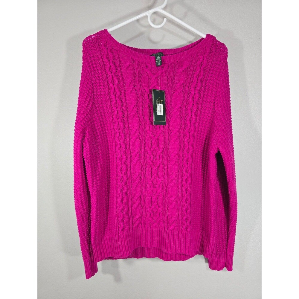 Lauren Ralph Lauren Womens Chunky Cable Knit Pullover Sweater 1x Preppy AC
